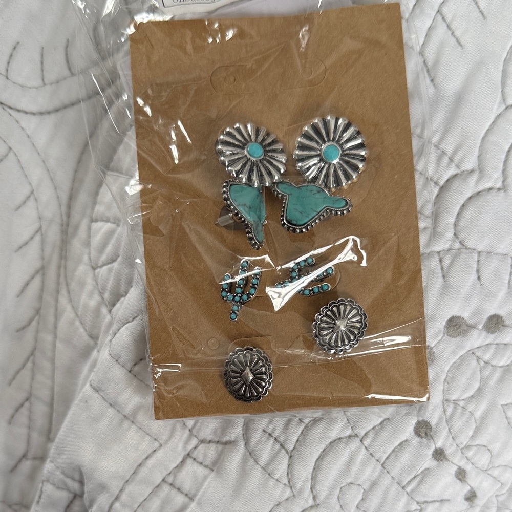 Silver and Turquoise Earring Set